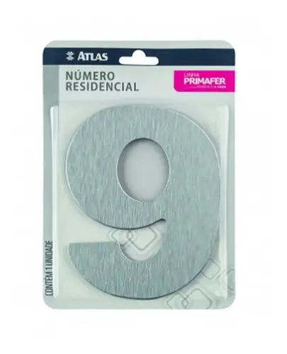 Numero Residencial  9  Adesivo Escovado PR3001/9 Primafer