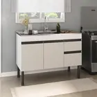 Gabinete de Cozinha Asteca 1,14m Branco/Fumê Inove