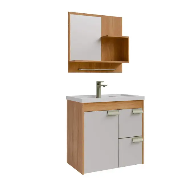 Kit Gabinete Banheiro Tulipa 59cm Cinamomo/Off White MGM