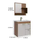 Kit Gabinete Banheiro Tulipa 59cm Cinamomo/Off White MGM