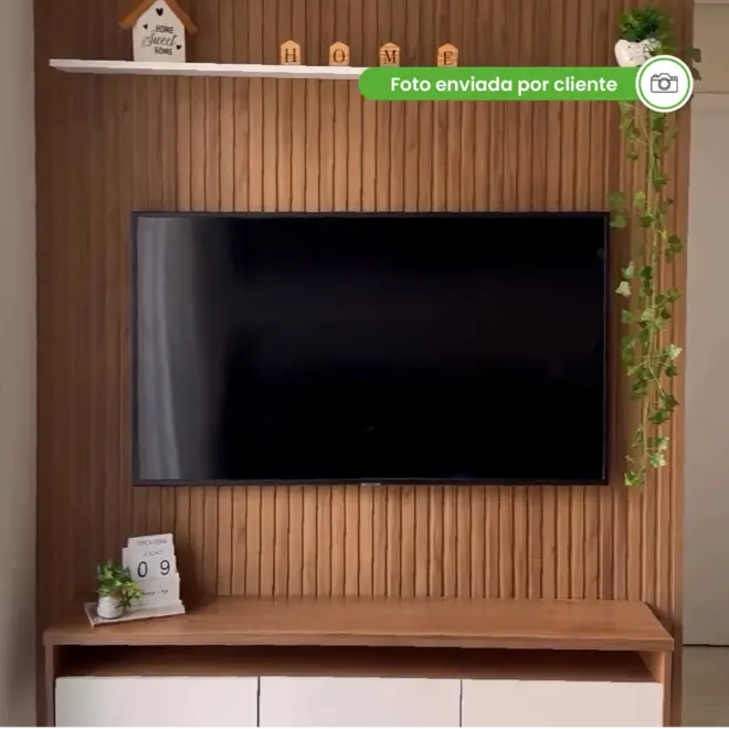Painel Ripado Laminado EVA Autocolante Madeto Nogueira Natural 10cmx10m Meurodapé