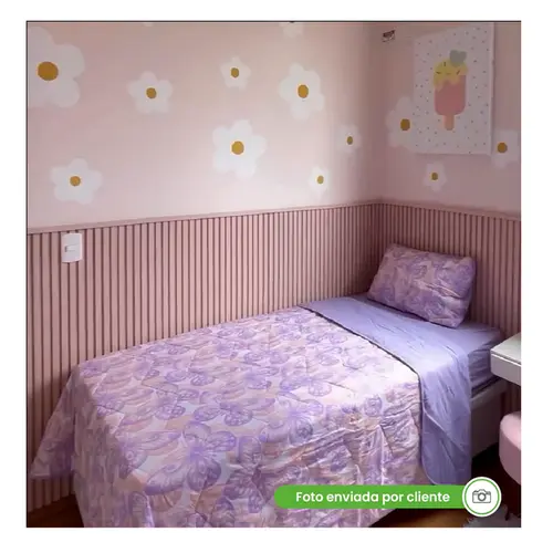 Painel Ripado Laminado EVA Autocolante Play Rosa 10cmx10m Meurodapé