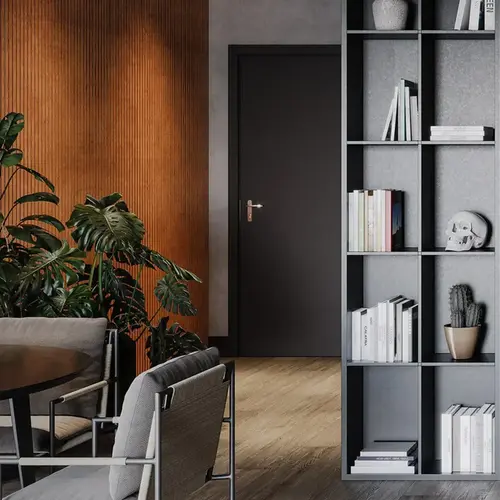 Painel Ripado Laminado EVA Autocolante Urban Bronze 10cmx10m Meurodapé
