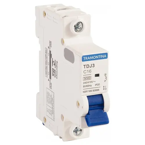 Disjuntor Unipolar TDJ3 16A DIN Curva C Tramontina
