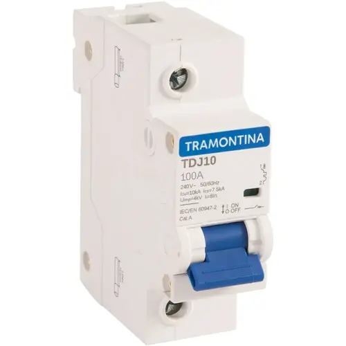 Disjuntor Din TDJ10 Unipolar 100A Curva C Tramontina