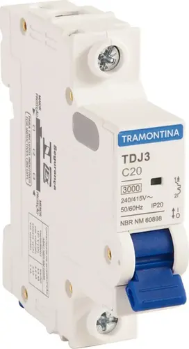 Disjuntor Unipolar TDJ3 20A DIN Curva C Tramontina