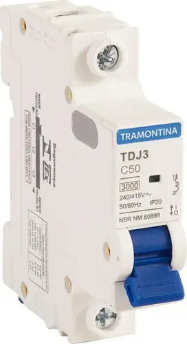 Disjuntor Unipolar TDJ3 50A DIN Curva C Tramontina