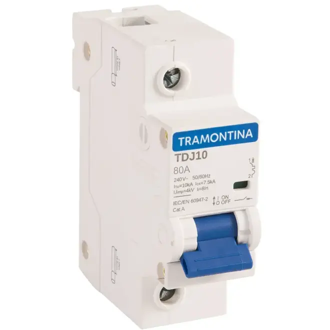 Disjuntor Din TDJ10 Unipolar 80A Curva C Tramontina