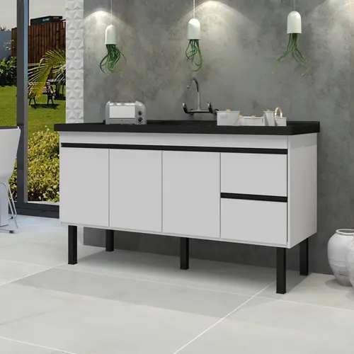 Gabinete de Cozinha Color 1,44m Branco/Branco Primatto