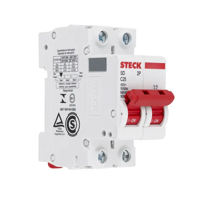 Disjuntor Bipolar Curva C 25A - SDD62C25 - Steck