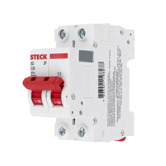 Disjuntor Bipolar Curva C 25A - SDD62C25 - Steck