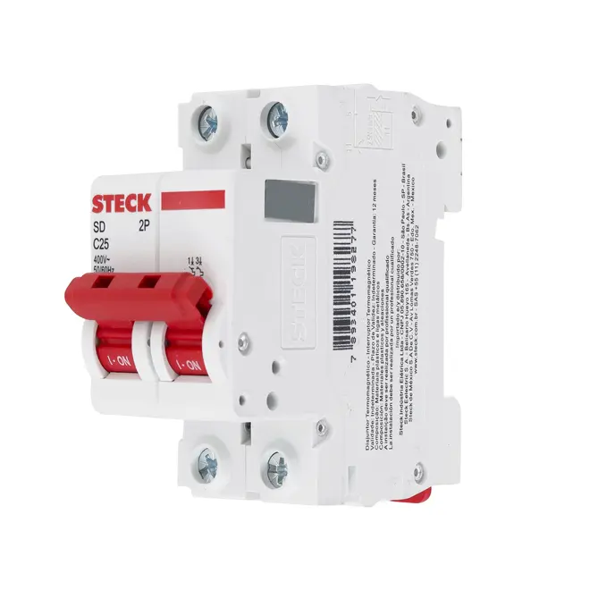 Disjuntor Bipolar Curva C 25A - SDD62C25 - Steck