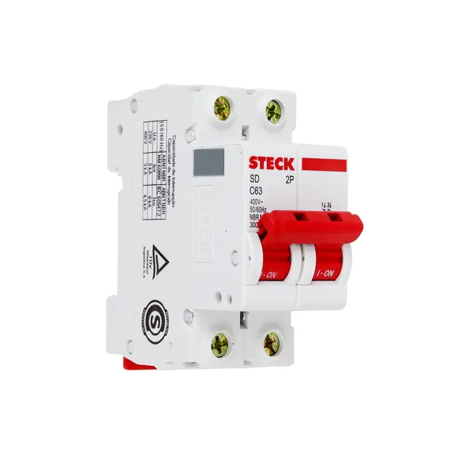 Disjuntor Bipolar Curva C 63A - SDD62C63 - Steck