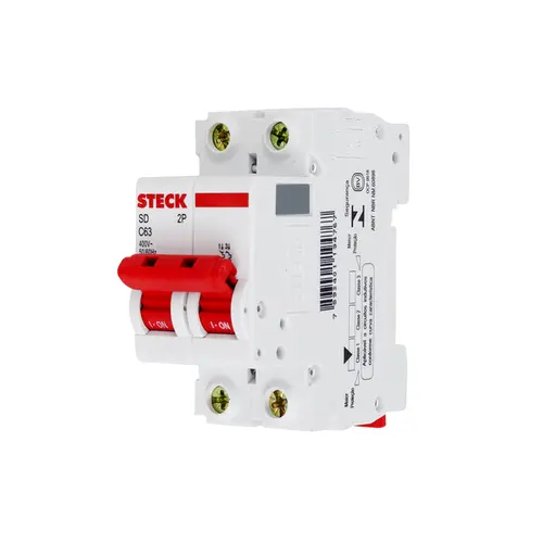 Disjuntor Bipolar Curva C 63A - SDD62C63 - Steck