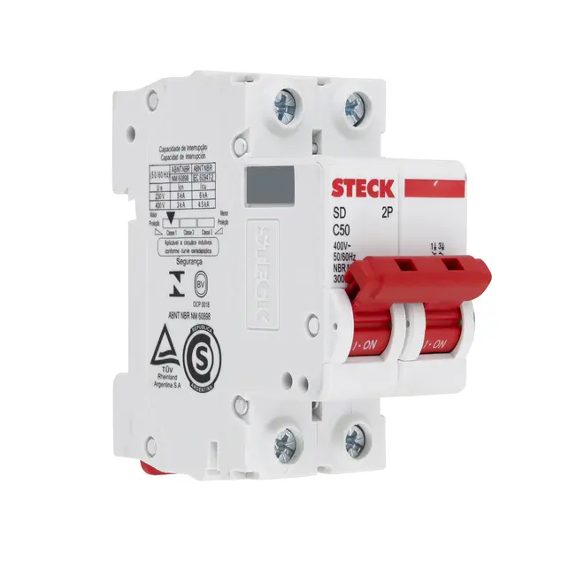 Disjuntor Bipolar Curva C 50A - SDD62C50 - Steck