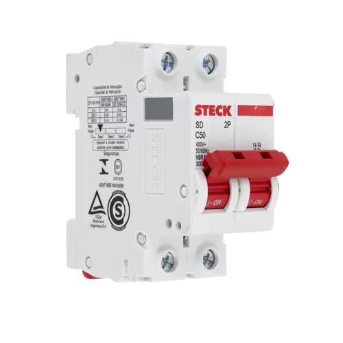 Disjuntor Bipolar Curva C 50A - SDD62C50 - Steck