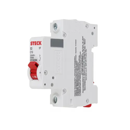 Disjuntor Unipolar Curva C 10A - SDD61C10 - Steck