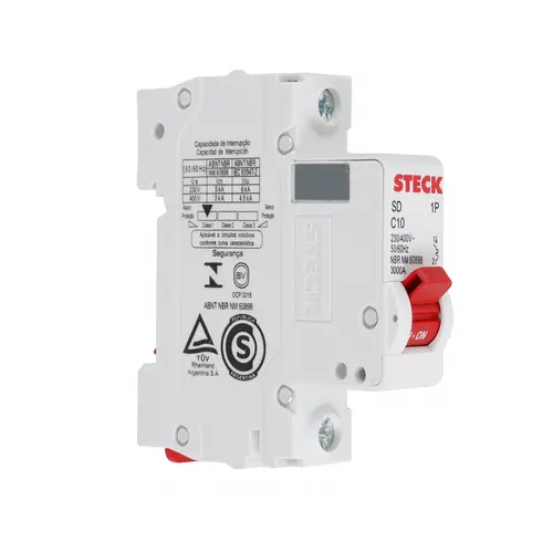 Disjuntor Unipolar Curva C 10A - SDD61C10 - Steck