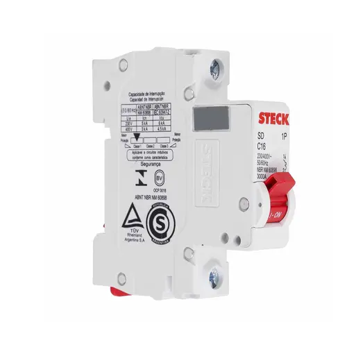 Disjuntor Unipolar Curva C 16A - SDD61C16 - Steck