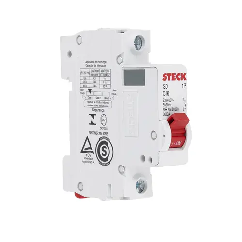 Disjuntor Unipolar Curva C 16A - SDD61C16 - Steck