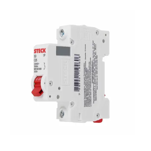Disjuntor Unipolar Curva C 25A - SDD61C25 - Steck