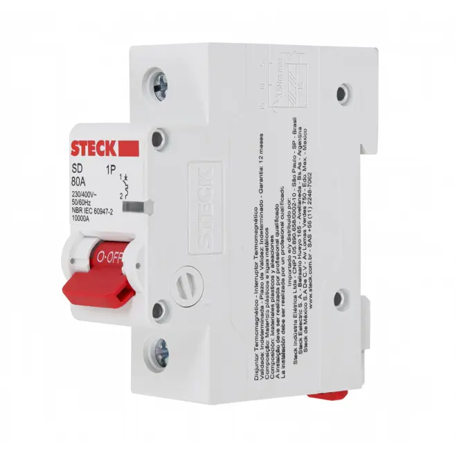 Disjuntor Unipolar Curva C 80A - SDD61C80 - Steck