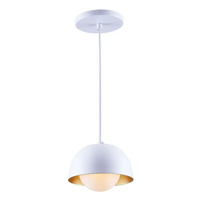 Pendente Noruega 1Lampada Branco/Dourado Startec