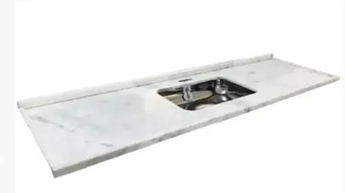 Pia de Cozinha Granito Ouro 1,50m Mármore Branco RW