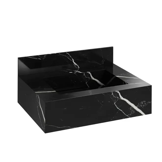 Bancada Porcelanato Lisboa 60cm Preta Cuba Esculpida Darabas