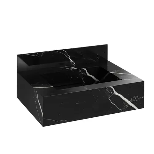 Bancada Porcelanato Lisboa 60cm Preta Cuba Esculpida Darabas