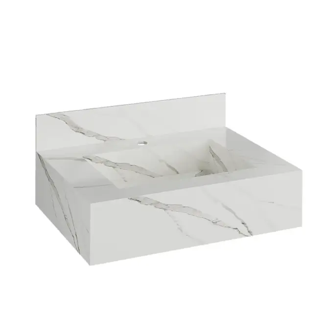 Bancada Porcelanato Lisboa Branca 60cm Cuba Esculpida - Darabas