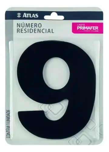Número Residencial ACM Nº 9  Preto Primafer