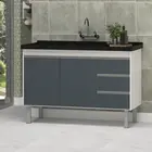 Gabinete de Cozinha Florença 1,14m Branco/Cinza Primatto