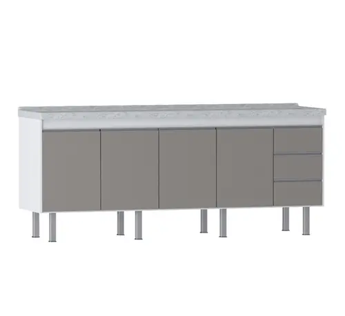 Gabinete de Cozinha Florença 1,94m Branco/Ouro Primatto