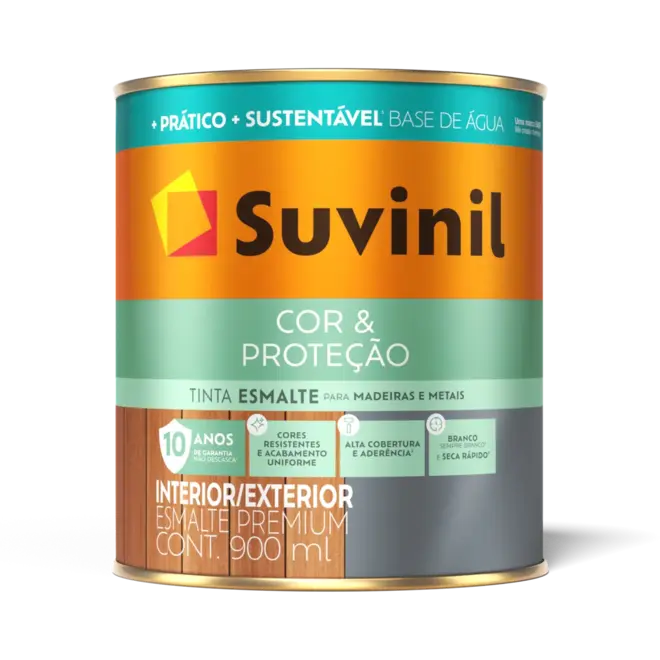Tinta Esmalte Base Água Cor e Proteção Fosco Branco 0,9L Suvinil