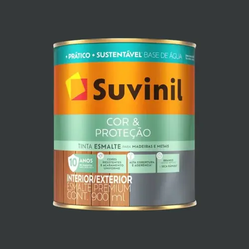 Tinta Esmalte Base Água Cor e Proteção Fosco Preto 0,9L Suvinil