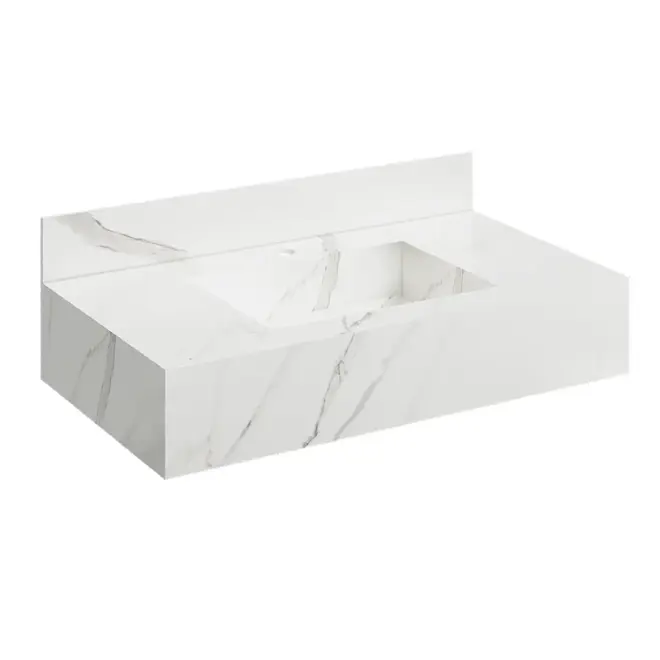 Bancada Porcelanato Lisboa Branca 80cm Cuba Esculpida - Darabas