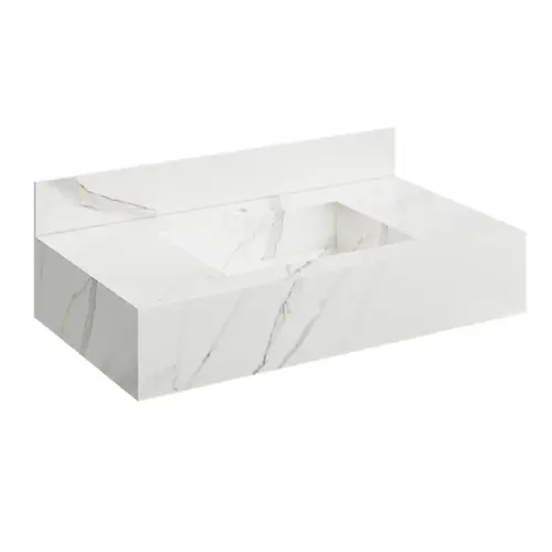 Bancada Porcelanato Lisboa Branca 80cm Cuba Esculpida - Darabas