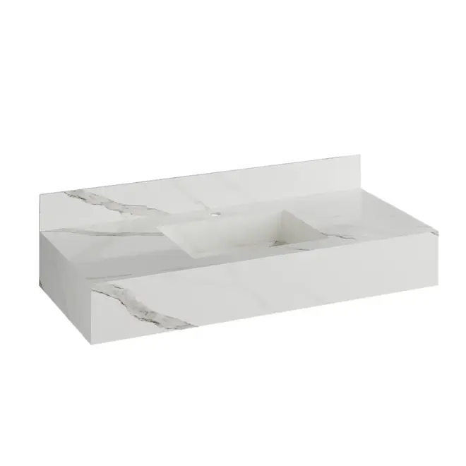 Bancada Porcelanato Lisboa Branca 100cm Cuba Esculpida - Darabas