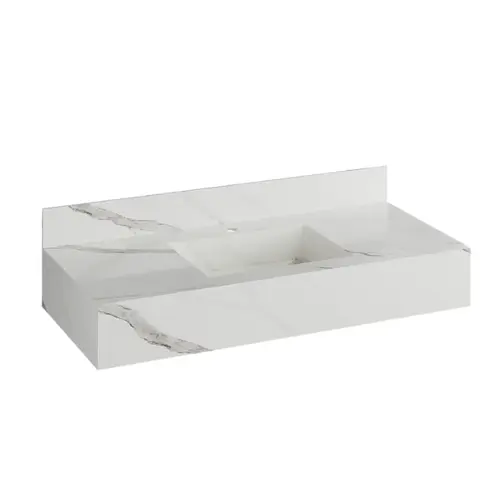 Bancada Porcelanato Lisboa Branca 100cm Cuba Esculpida - Darabas