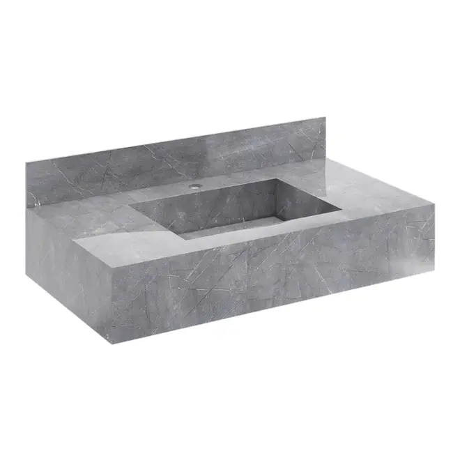 Bancada Porcelanato Lisboa Grafite 80cm Cuba Esculpida - Darabas