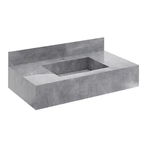 Bancada Porcelanato Lisboa Grafite 80cm Cuba Esculpida - Darabas