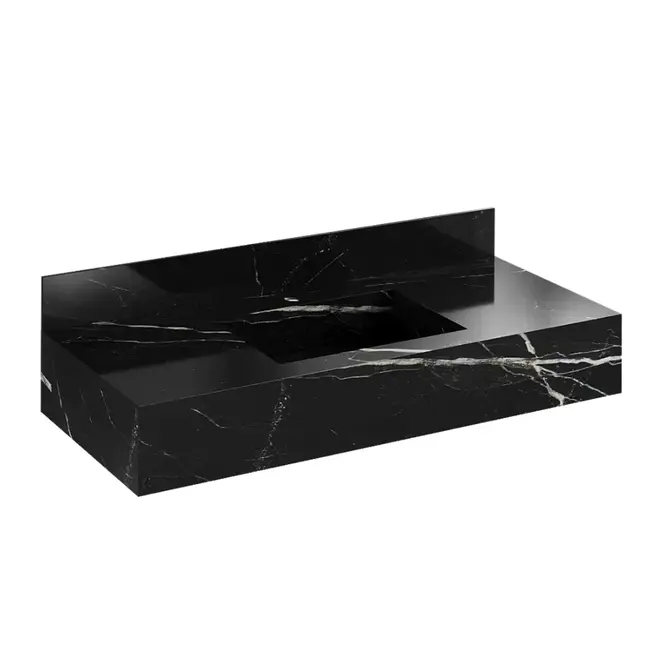 Bancada Porcelanato Lisboa Preta 100cm Cuba Esculpida - Darabas