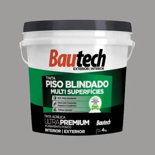 Tinta Premium Acrílica Fosco Piso Blindado 4KG Cinza Bautech
