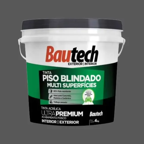 Tinta Premium Acrílica Fosco Piso Blindado 4KG Grafite Bautech