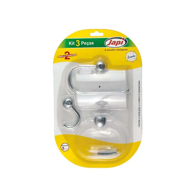 KIT ACESSORIOS SAMBA 3PC CROMADO JAPI