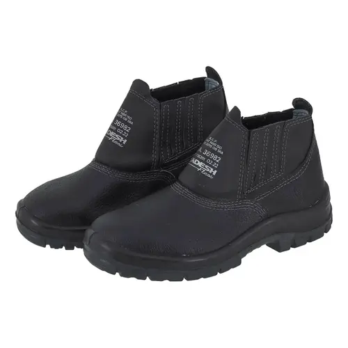 Botina Elástico Couro Preto Bico PVC Tamanho 44 - FX35201PP Kadesh