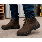 Botina Couro Nobuck Bico PVC Marrom Tamanho 40 Kadesh
