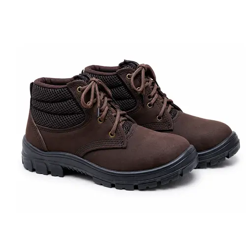 Botina Couro Nobuck Bico PVC Marrom Tamanho 42 Kadesh