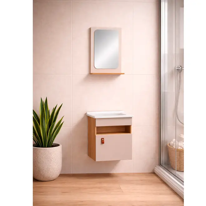 Kit Gabinete Banheiro Unique Freijó/Nude 42cm Corso